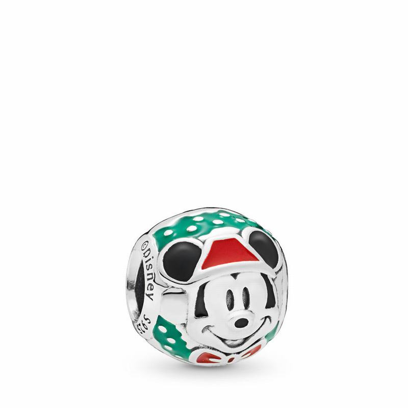 Talismane Pandora Disney Santa Mickey Argint/Negrii/Verzi/Rosii (lYUstHhC)